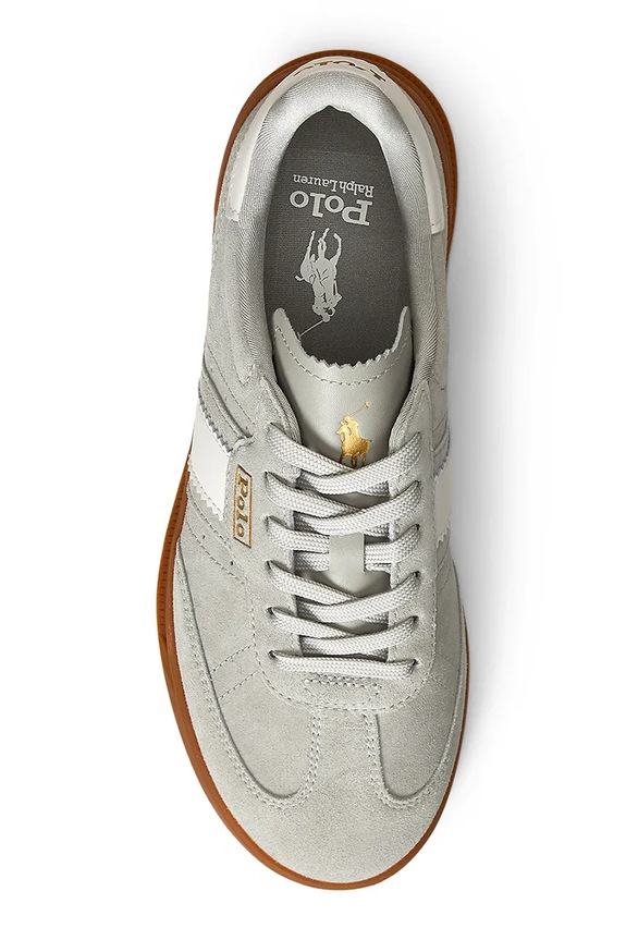 Încălțăminte Polo Ralph Lauren Hrt Aera sneakers de damă din piele întoarsă 804956688010.020 gri