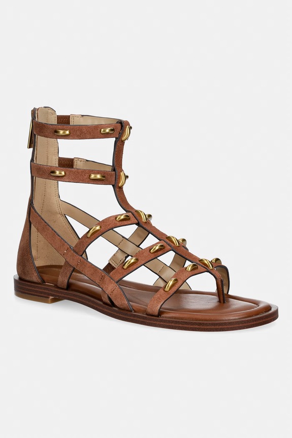 MICHAEL Michael Kors sandały rzymianki damskie skórzane Noa Flat Sandal brązowy 40S6NOFS1S.230