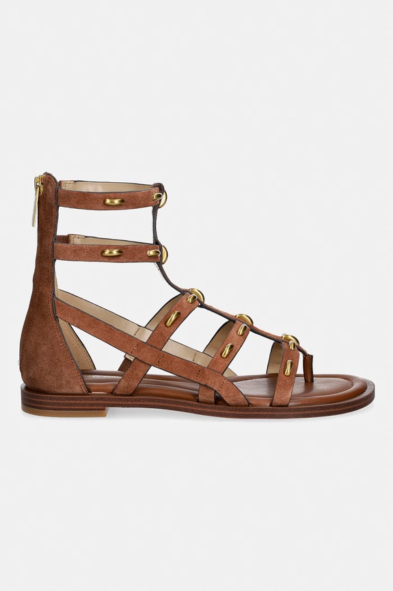 MICHAEL Michael Kors sandały rzymianki damskie skórzane Noa Flat Sandal 40S6NOFS1S.230 brązowy SS26