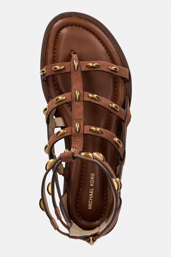 MICHAEL Michael Kors sandały rzymianki damskie skórzane Noa Flat Sandal brązowy 40S6NOFS1S.230