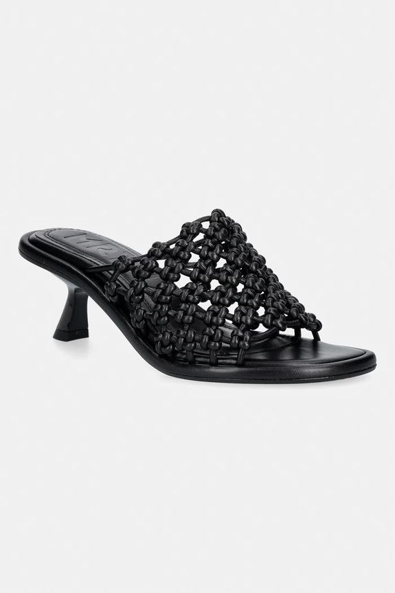 Souliers Martinez papuci cu toc înalt dame din piele MARIZA negru Mariza.Black