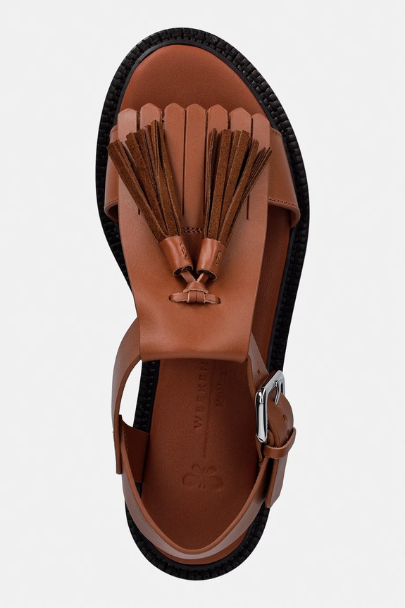Weekend Max Mara sandale pentru femei, din piele Wkaarte maro 2615521095600.TOABACCO