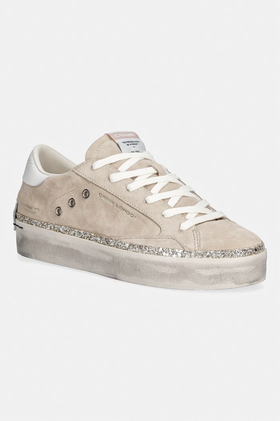 Crime London DISTRESSED PLATFORM sneakersy damskie skórzane beżowy 29054PP8.15