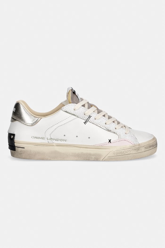 Crime London DECONSTRUCTED sneakersy damskie skórzane 29070PP8.10 biały SS26