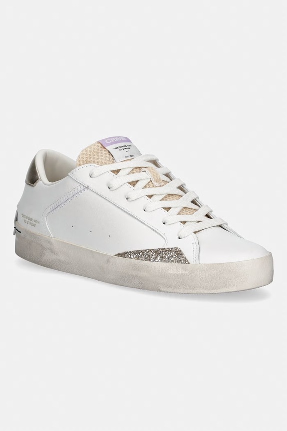 Crime London DISTRESSED sneakersy damskie skórzane biały 20001PP7.10