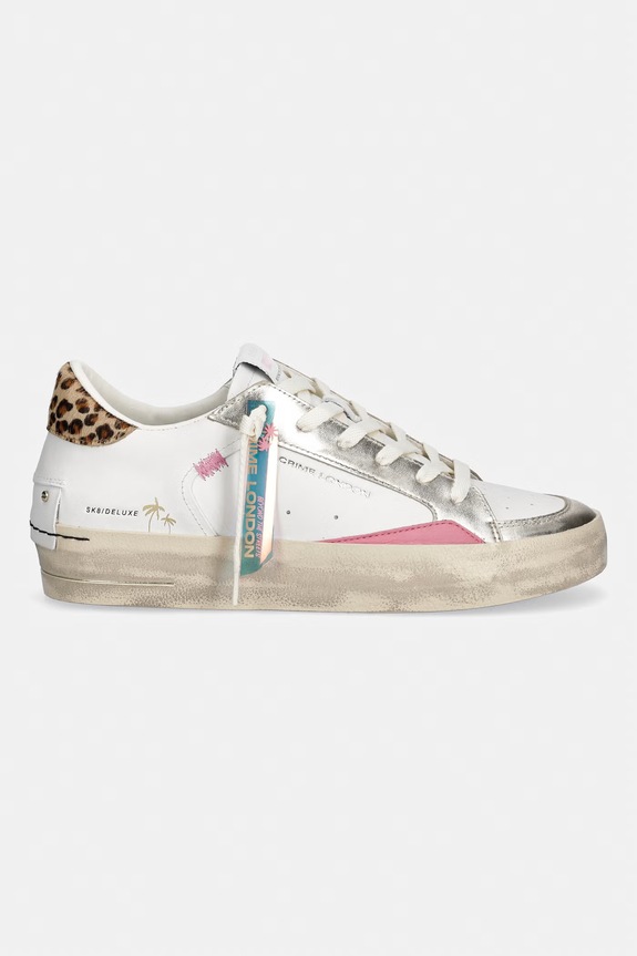 Crime London SK8 DELUXE WEDGE sneakersy damskie skórzane 29153PP8.10 biały SS26