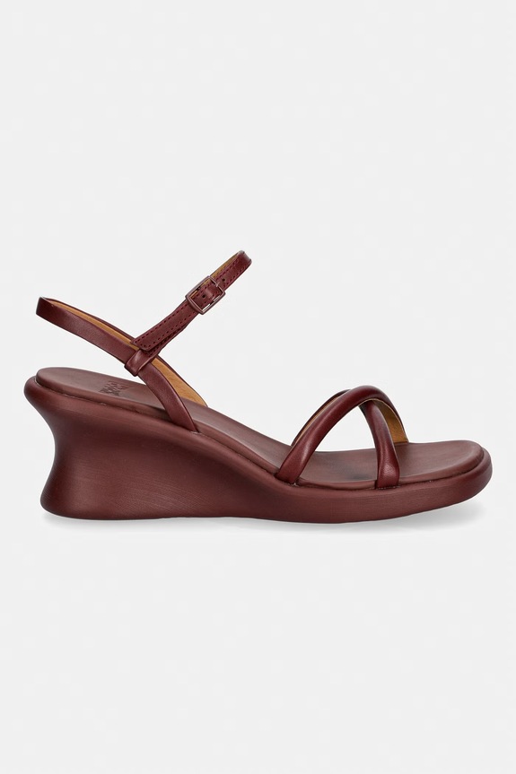 Camper босоніжки на танкетці шкіряні Louise Sandal K201916.002 бордо SS26