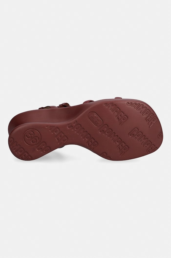Camper босоніжки на танкетці шкіряні Louise Sandal K201916.002 бордо