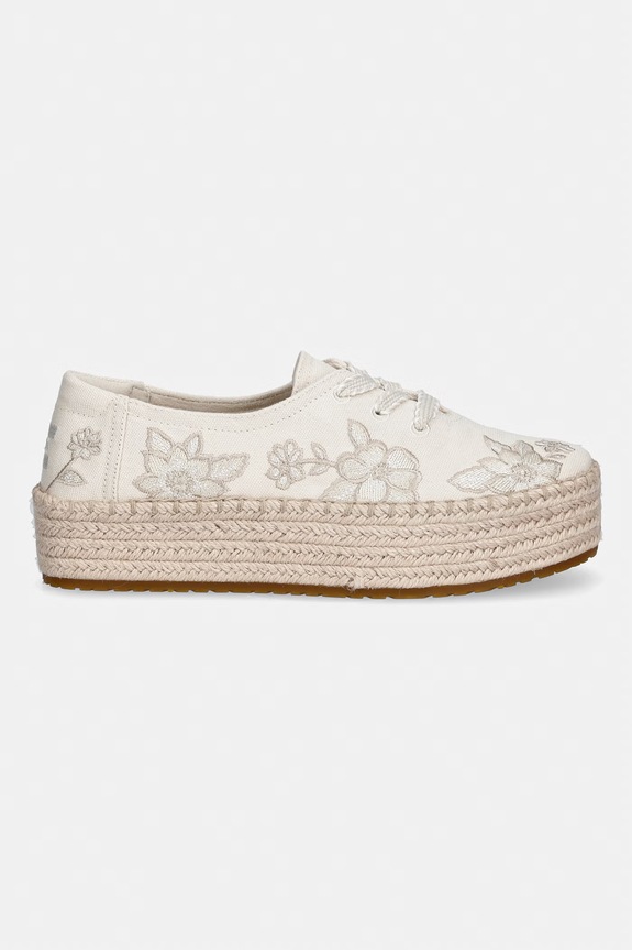 Toms espadryle na platformie damskie VALENCIA LACE UP 10023325.101 beżowy SS26