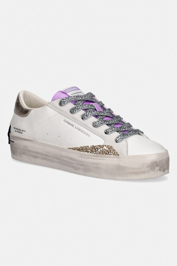 Crime London DISTRESSED PLATFORM σνίκερς γυναικεία δερμάτινα λευκό 29055PP8.10