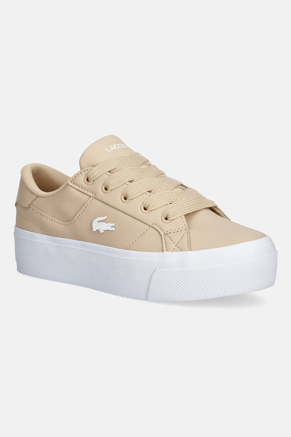 Lacoste Ziane Platform Sneakers sneakersy damskie skórzane beżowy 50CFA0035.7F8