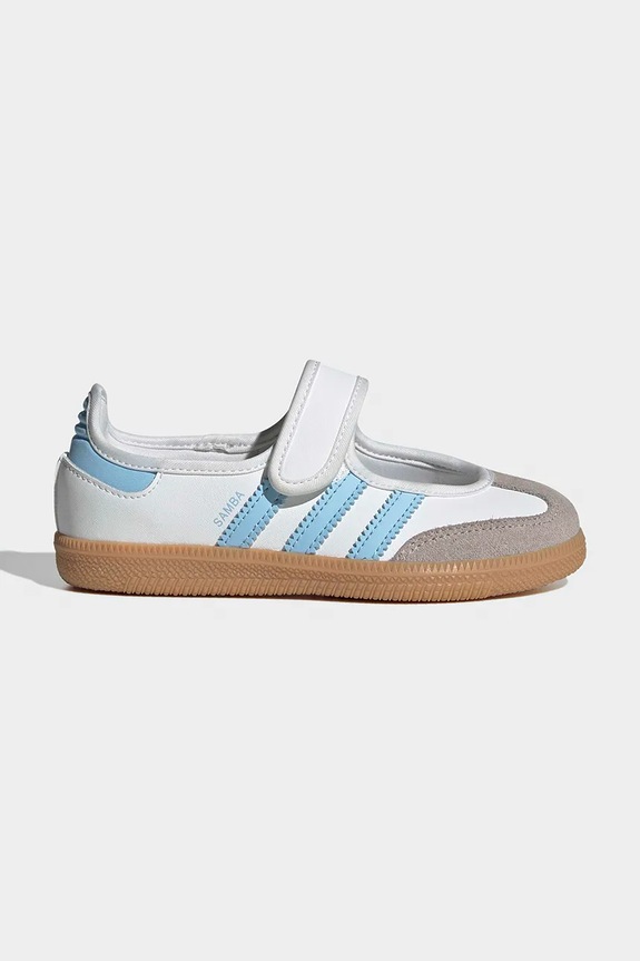 Дитячі шкіряні балетки adidas Originals SAMBA JANE замша білий JQ9305