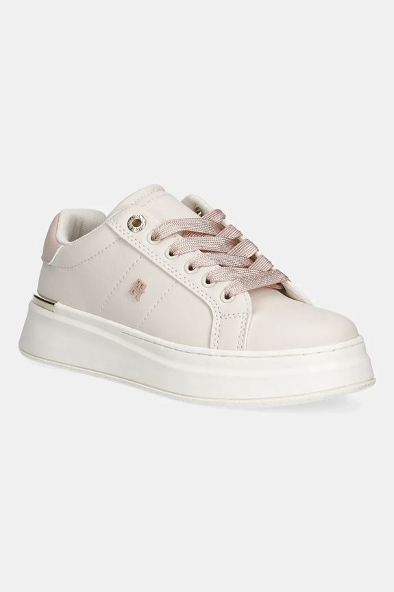 Παιδικά sneakers Tommy Hilfiger με κορδόνια μπεζ T3A9.34253