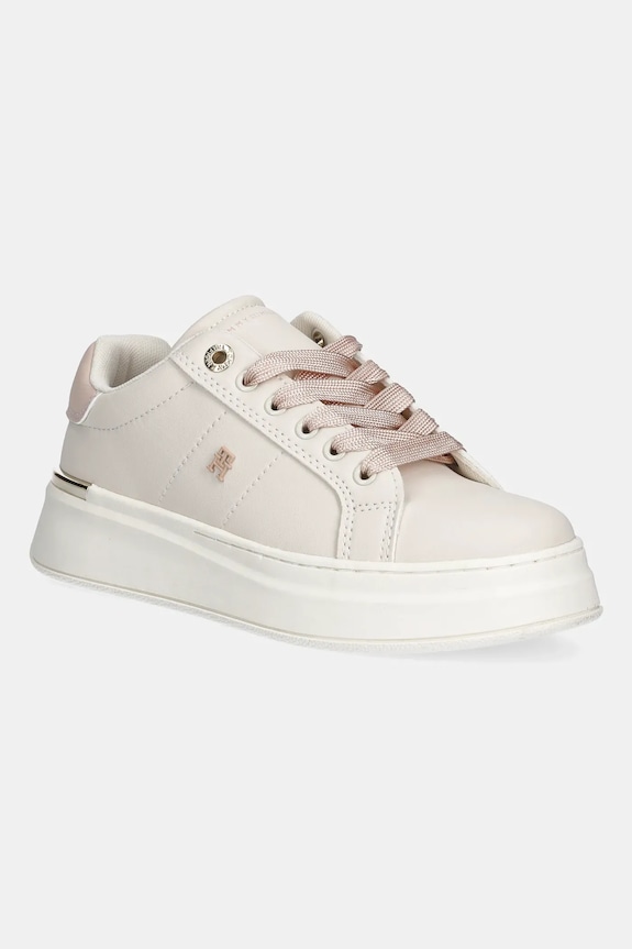 Παιδικά sneakers Tommy Hilfiger με κορδόνια μπεζ T3A9.34253