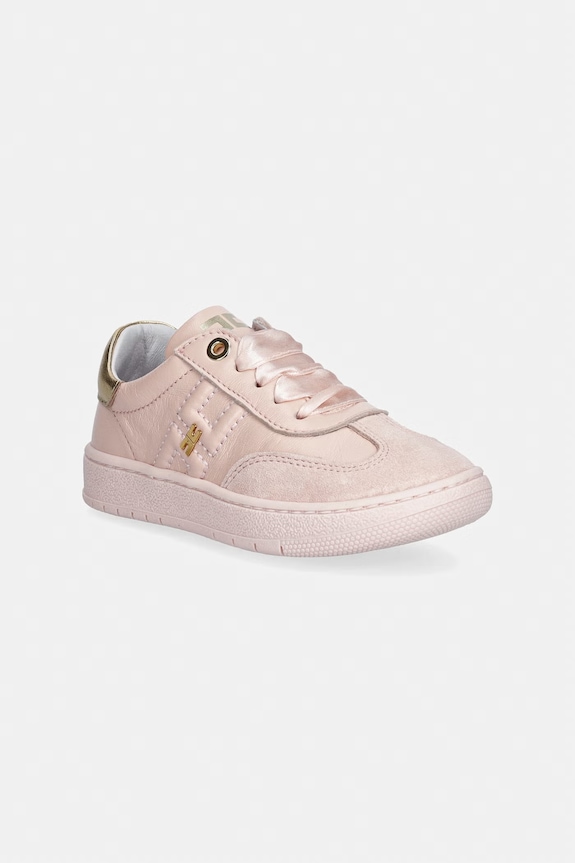 Παιδικά δερμάτινα sneakers Elisabetta Franchi δέρμα σαμουά ροζ F1A9.E0494