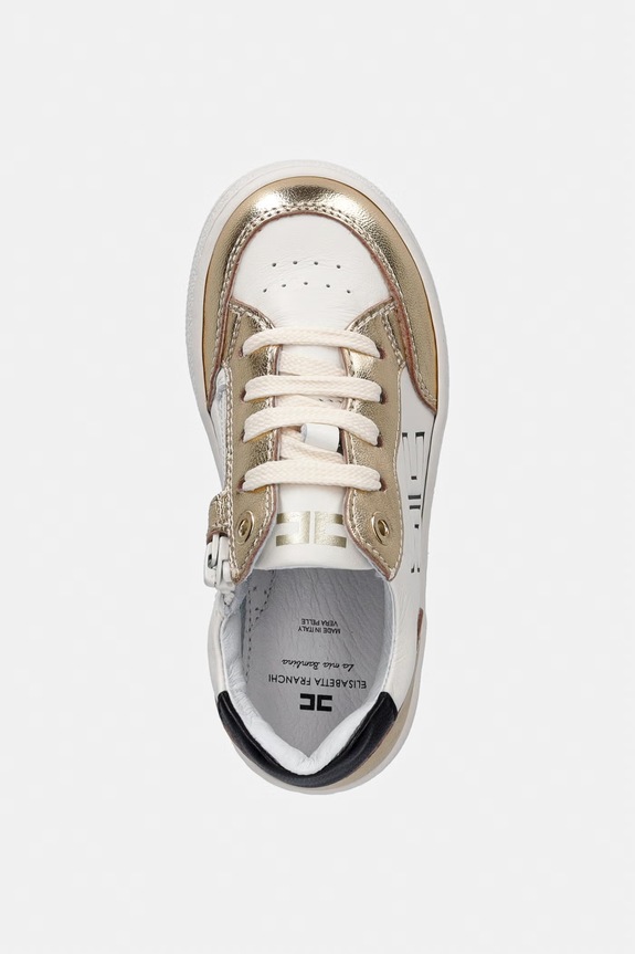 Παιδικά δερμάτινα sneakers Elisabetta Franchi χρυσαφί F1A9.E0496