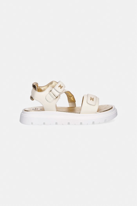 Elisabetta Franchi sandały skórzane dziecięce F4A2.E0586 beżowy SS26