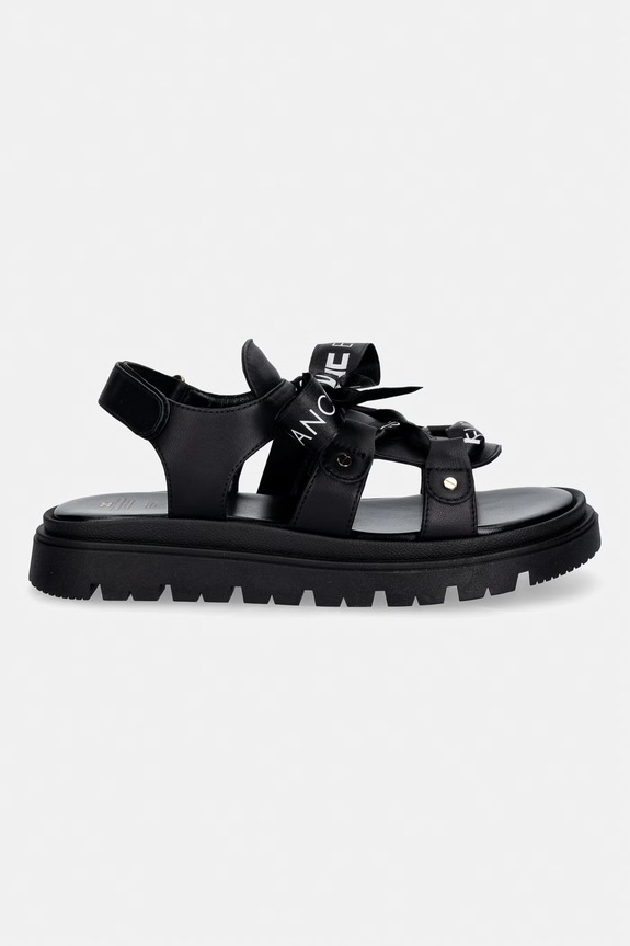 Παιδικά δερμάτινα σανδάλια Elisabetta Franchi F4A2.E0588 μαύρο SS26