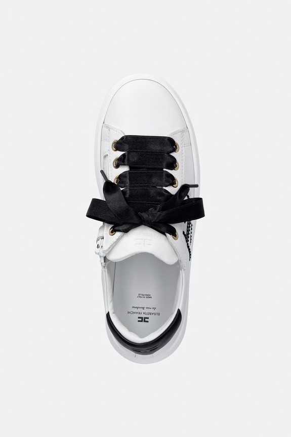 Παιδικά δερμάτινα sneakers Elisabetta Franchi λευκό F4A9.E0504