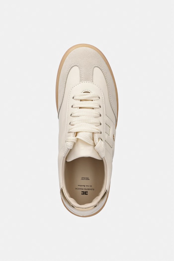 Elisabetta Franchi sneakersy skórzane beżowy F4A9.E0510
