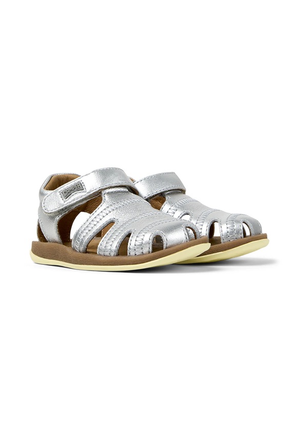 Camper sandały skórzane dziecięce Bicho FW 80372.G srebrny SS26