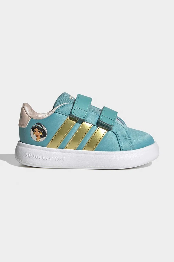 Detské tenisky adidas DISNEY GRAND COURT JASMINE imitácia kože modrá HP6981