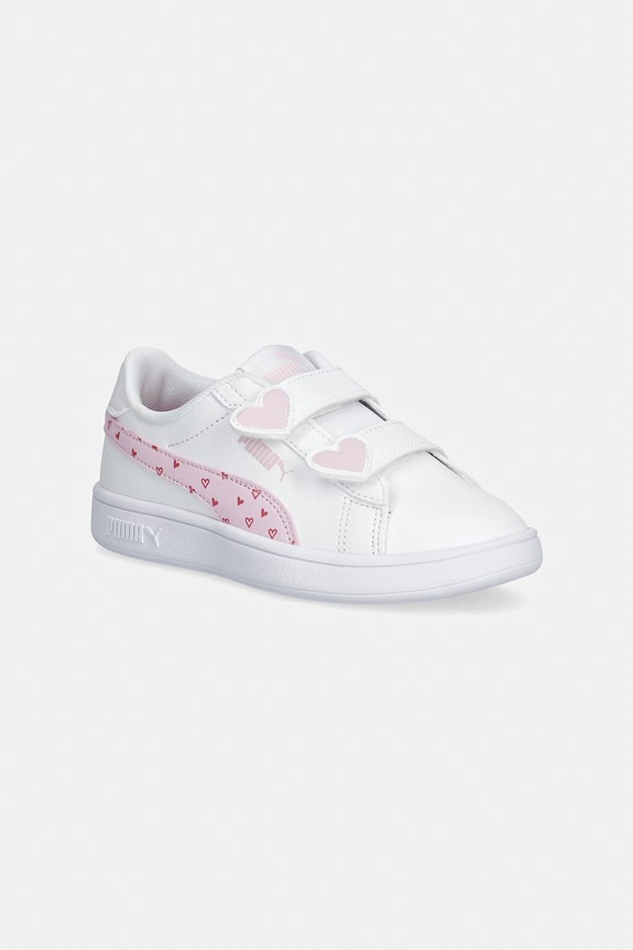 Παιδικά sneakers Puma Smash 3.0 Hearty V απομίμηση λείου δέρματος λευκό 405638