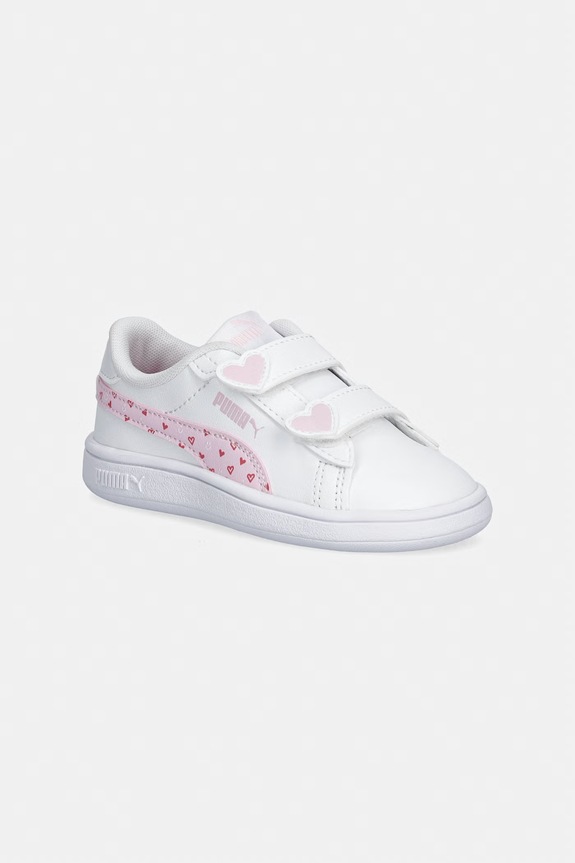 Παιδικά sneakers Puma Smash 3.0 Hearty V απομίμηση λείου δέρματος λευκό 405639