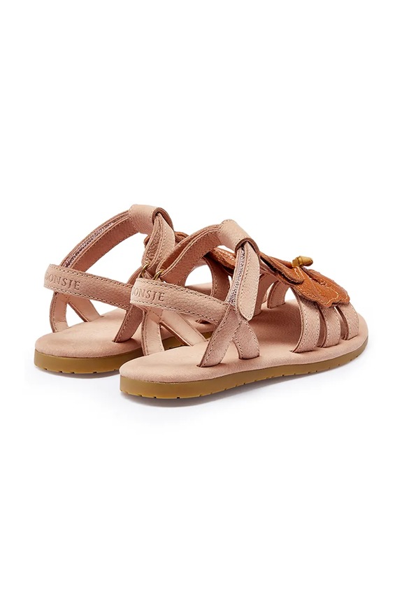 Fete Donsje sandale din piele pentru copii Iles Fields Sandals Hibiscus 2025106 roz