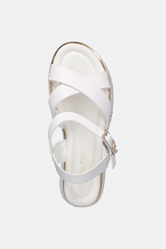Patrizia Pepe sandały na platformie dziecięce skórzane biały PPJ394