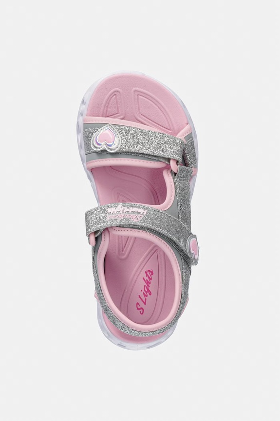 Skechers sandále detské HEART LIGHTS SANDALS-SUGAR SP strieborná 303114L