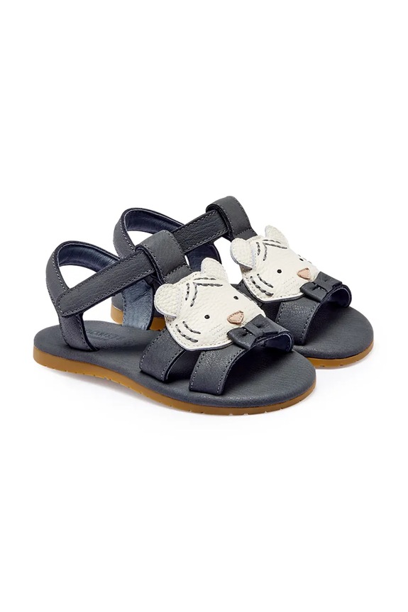 Fete Donsje sandale cu călcâiul deschis pentru copii, din piele Dhalo Sandals Festive White Tiger 2027705 negru