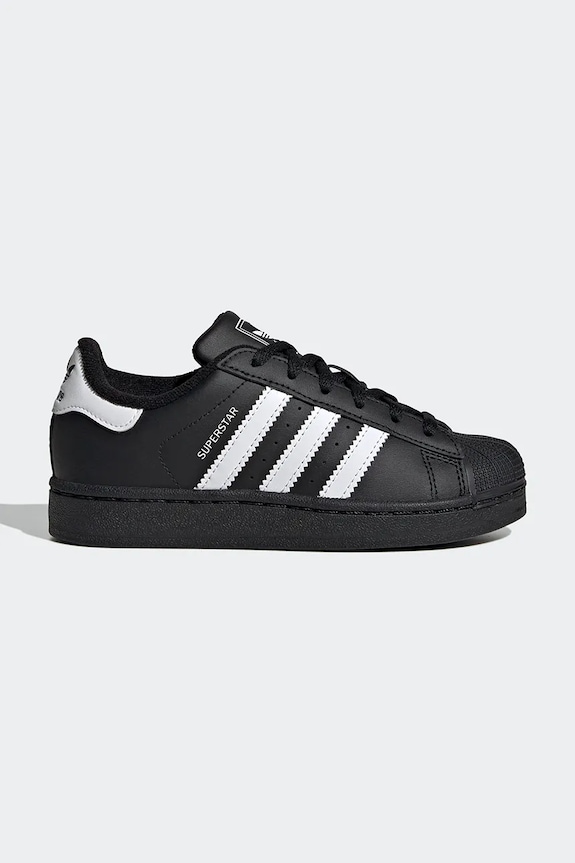 Detské tenisky adidas Originals SUPERSTAR II imitácia kože čierna JH9981