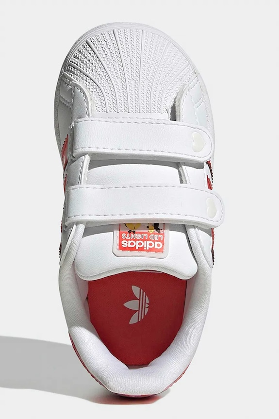 Dječje tenisice od brušene kože adidas Originals DISNEY SUPERSTAR LED LIGHTS KK1294 bijela