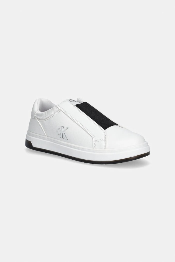 Dječje tenisice Calvin Klein Jeans imitacija zrnate kože bijela V3X9.83295.35.39