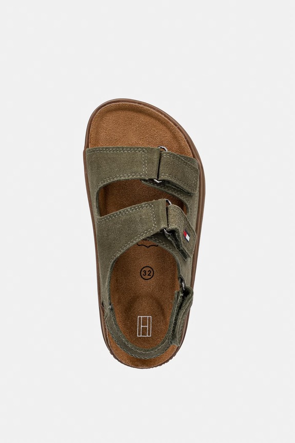 Tommy Hilfiger sandale din piele întoarsă pentru copii verde T3X2.34394.22.34