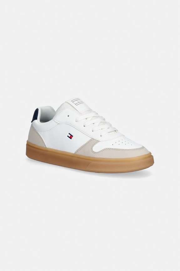 Παιδικά sneakers Tommy Hilfiger απομίμηση λείου δέρματος λευκό T3X9.34351.35.41