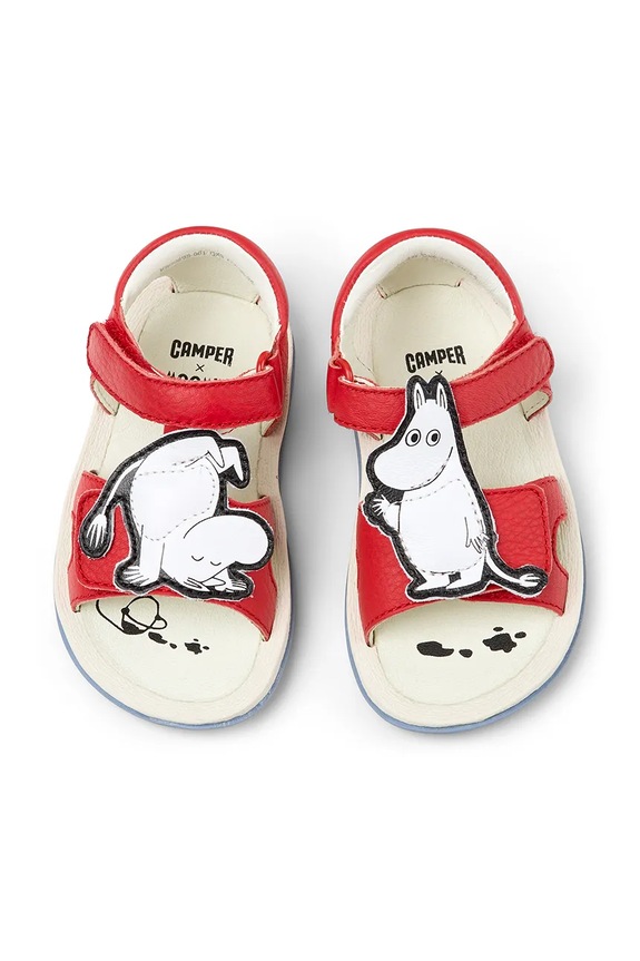 Παιδικά δερμάτινα σανδάλια Camper TWS FW by Moomin χαρακτήρες παραμυθιού κόκκινο K800698