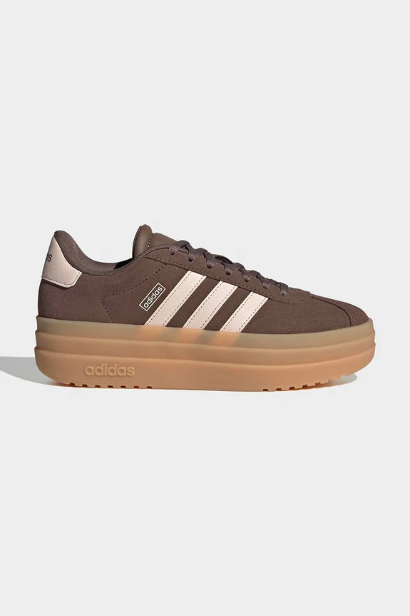 adidas sneakersy zamszowe dziecięce VL COURT BOLD imitacja skóry licowej brązowy KK4502