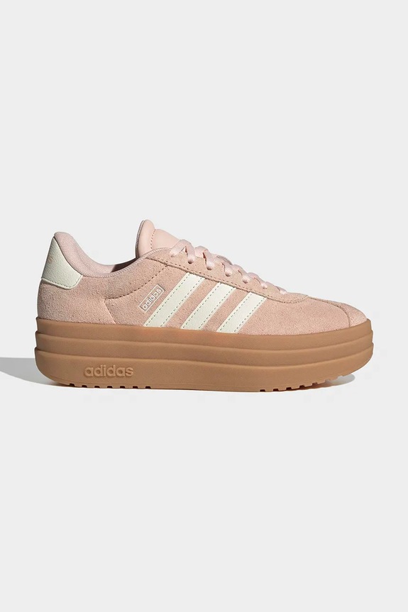 Дитячі замшеві кросівки adidas VL COURT BOLD імітація лицьової шкіри бежевий KK4501