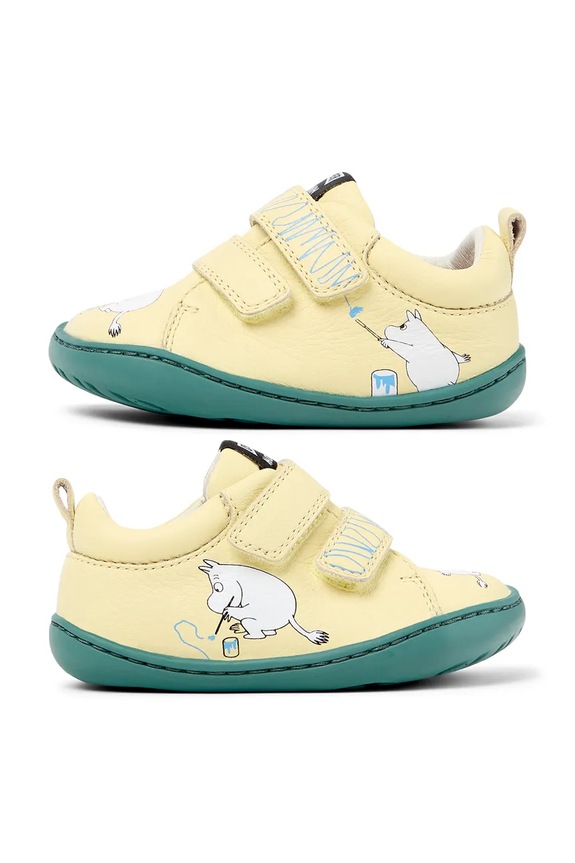 Camper gyerek félcipő bőrből Peu Cami TWS FW by Moomin sárga K800405.TWS.059