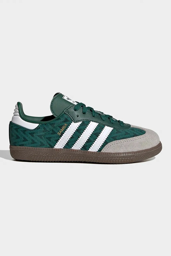 Detské tenisky adidas Originals SAMBA OG usňová koža zelená JP9512