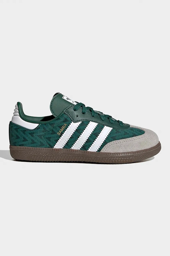 Detské tenisky adidas Originals SAMBA OG usňová koža zelená JP9512