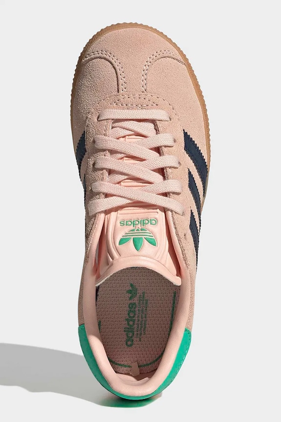 Detské semišové tenisky adidas Originals GAZELLE KI4031 ružová