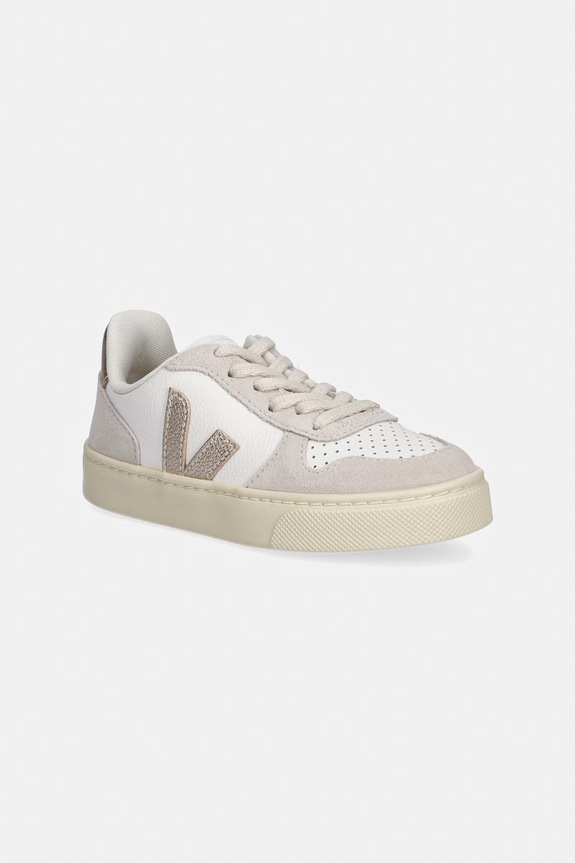 Veja teniși din piele copii Small V-10 Laces piele întoarsă bej CX0520620C.28.35