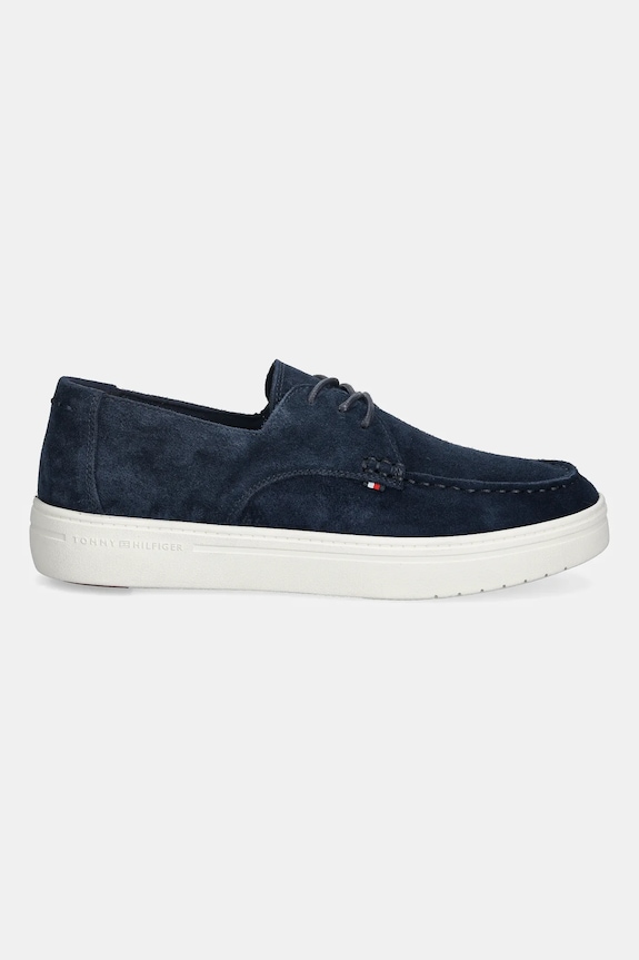 Kožené mokasíny Tommy Hilfiger SUEDE STITCH TOE HYBRID FM0FM05707 tmavomodrá SS26