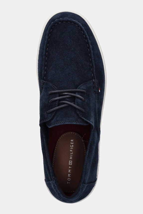 Kožené mokasíny Tommy Hilfiger SUEDE STITCH TOE HYBRID tmavomodrá FM0FM05707