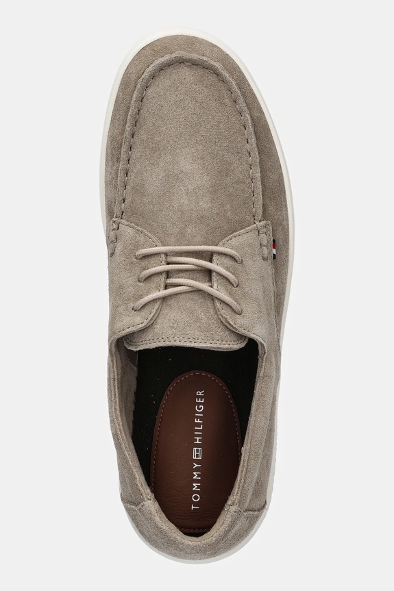 Kožené mokasíny Tommy Hilfiger SUEDE STITCH TOE HYBRID béžová FM0FM05707