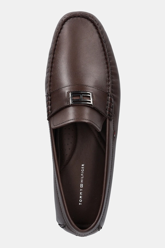 Tommy Hilfiger mokasyny skórzane HARDWARE DRIVER SHOE brązowy FM0FM05838