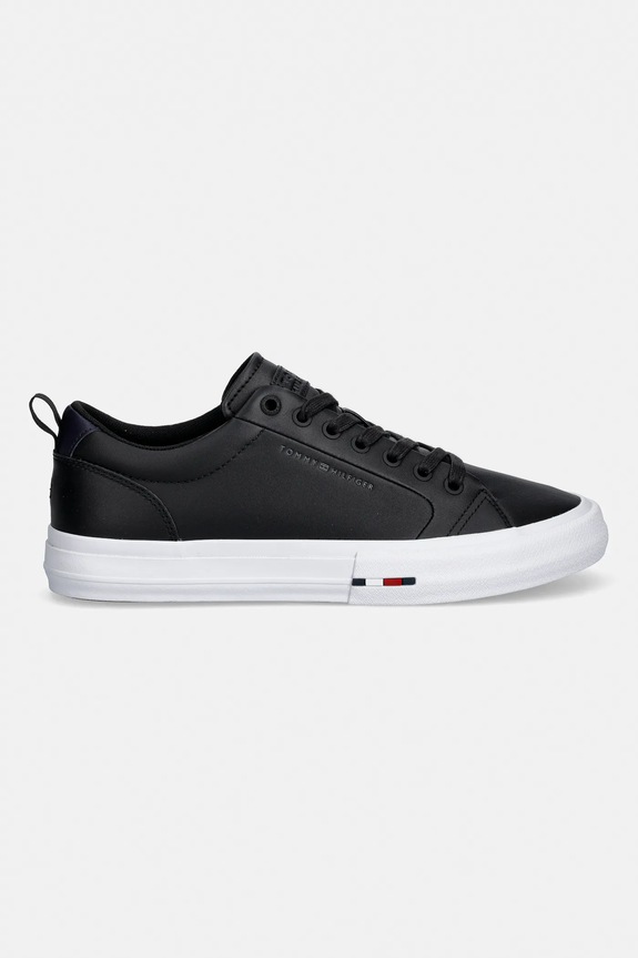 Kožne tenisice Tommy Hilfiger HARLEM STREET LTH FM0FM05708 crna SS26